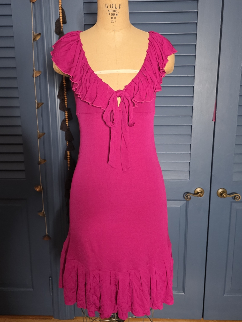 Diane von Furstenberg DVF Pink Baila Ruffle Jersey Dress Size 2